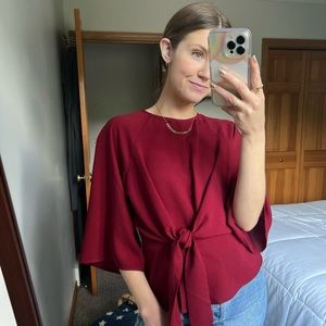 red top with fun sleeves